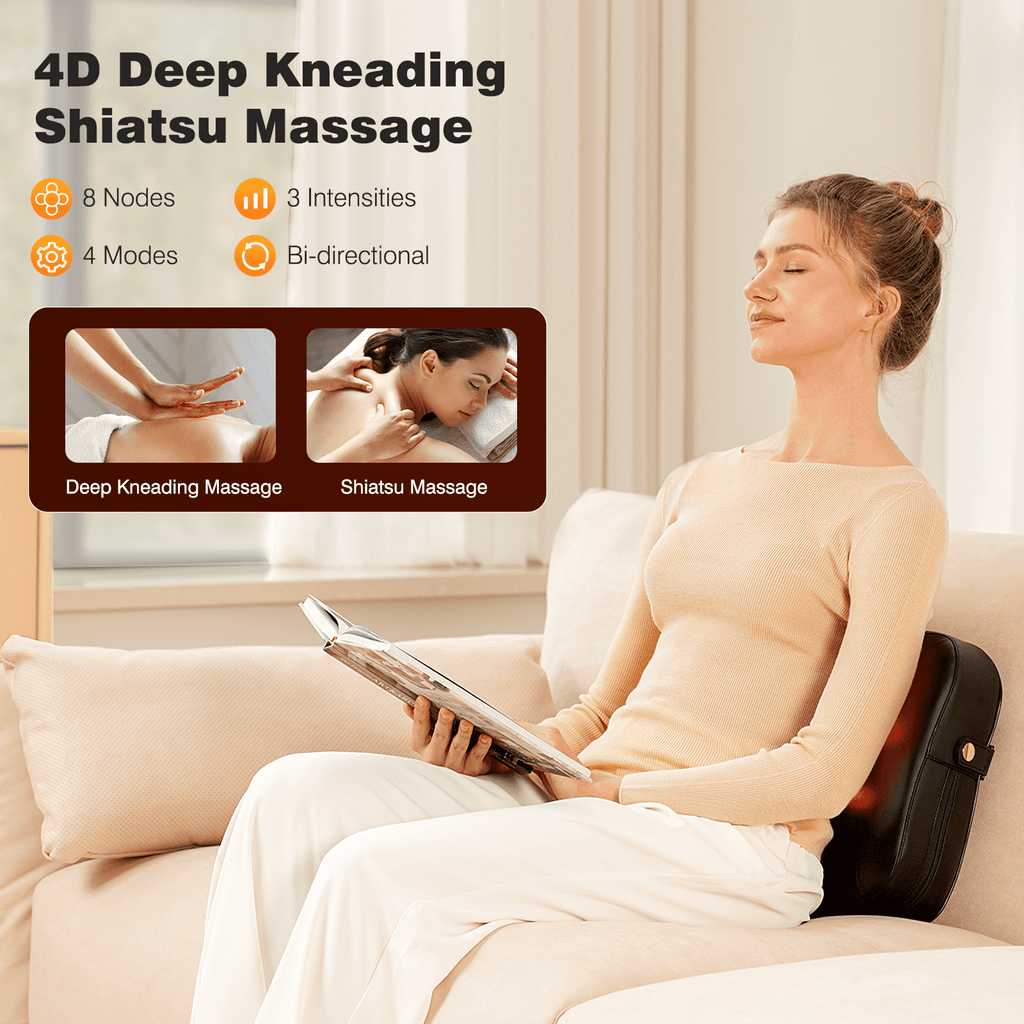 and Neck Massager with Heat, Deep Tissue Kneading Pillow for Office Chair, Gifts for Mom Dad - Image 3