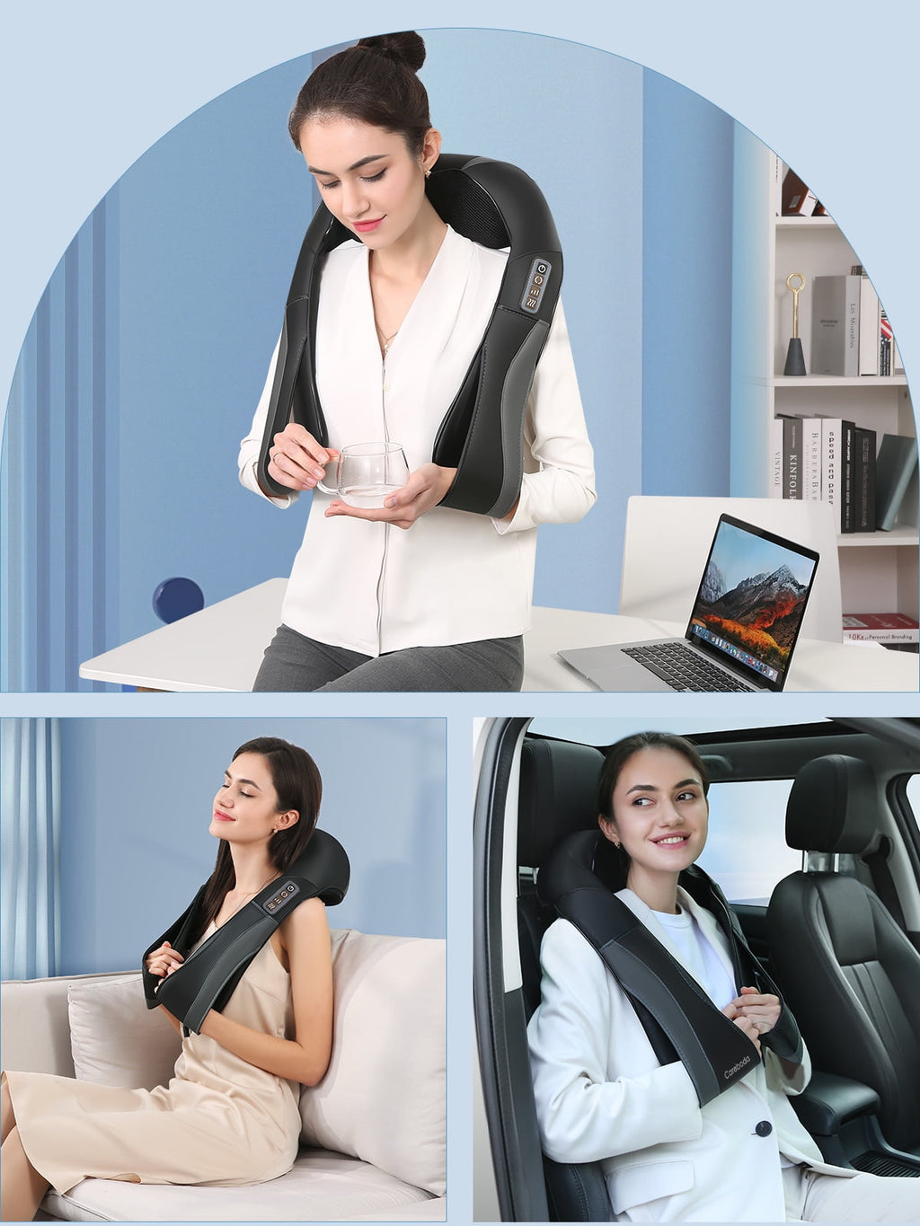 and Back Massager, 3D Deep Kneading Shiatsu Shoulder Massager with Heat, Gifts for Men Women, Black - Image 3