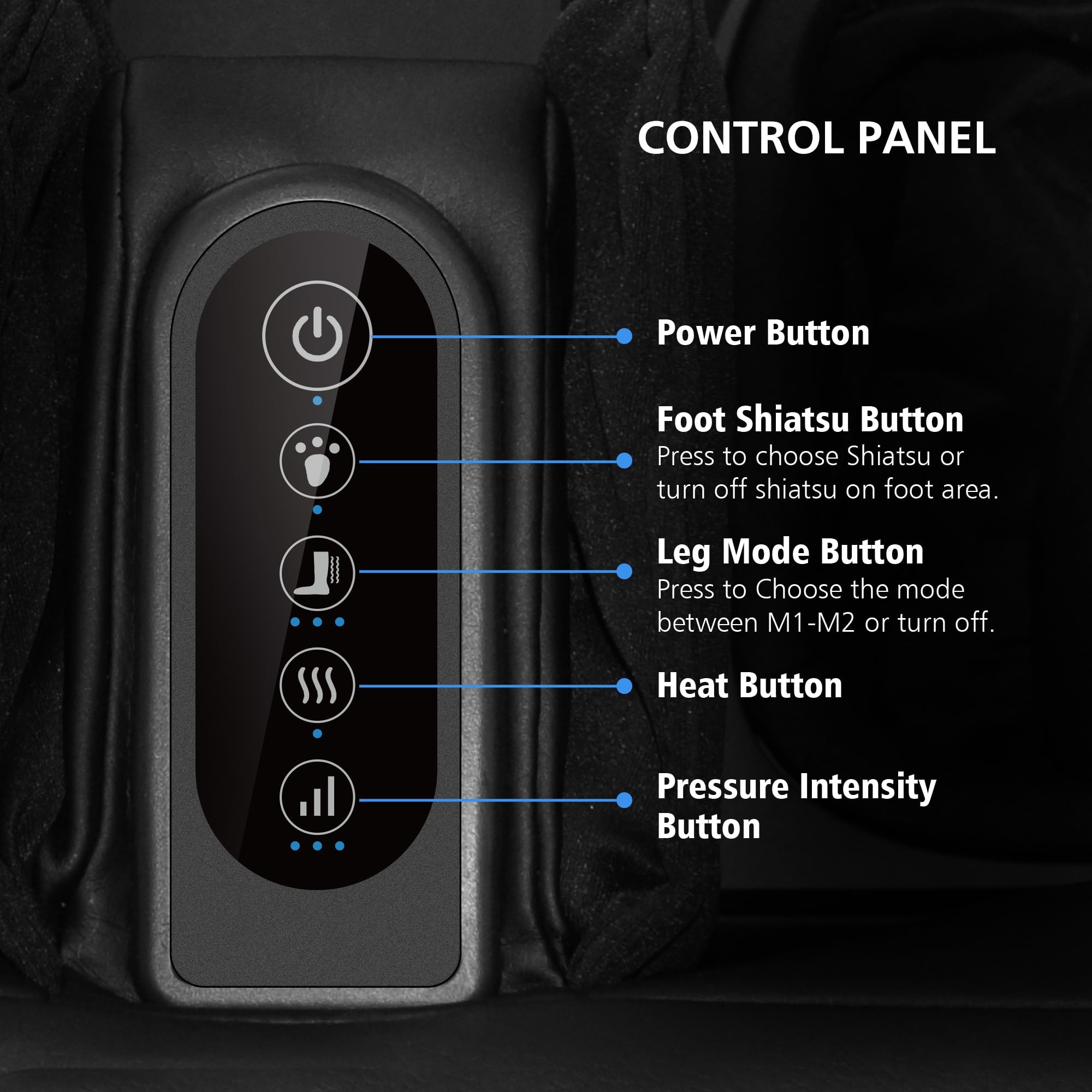 2 in 1 Foot Massager Machine & Ottoman Foot Rest Shiatsu Calf and Foot Massager with Heat Black - Image 5