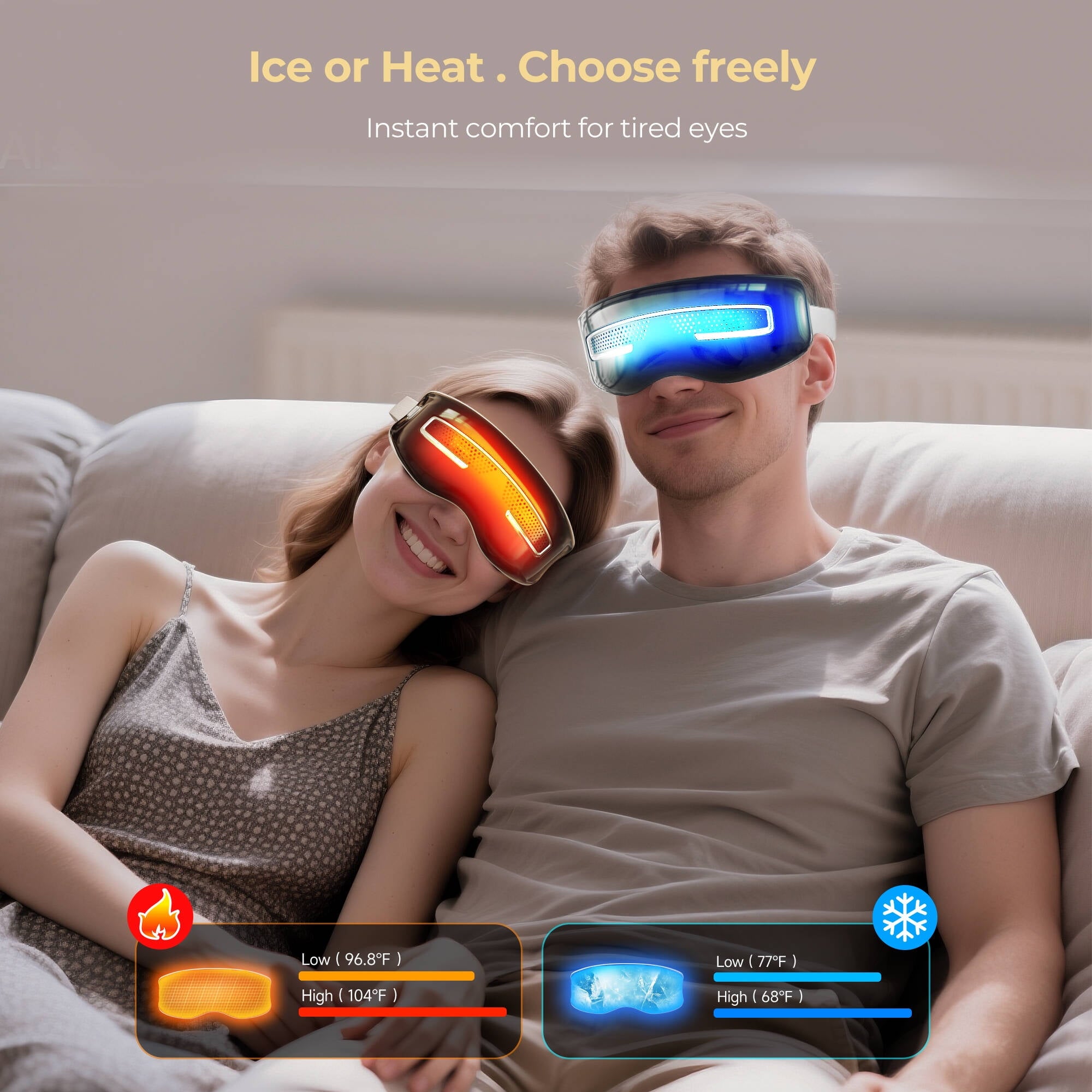 with Heat and Cooling, Mask with Massage Setting, Sleep Mask for Relax, Birthday Gifts for Women Men, Black - Image 2