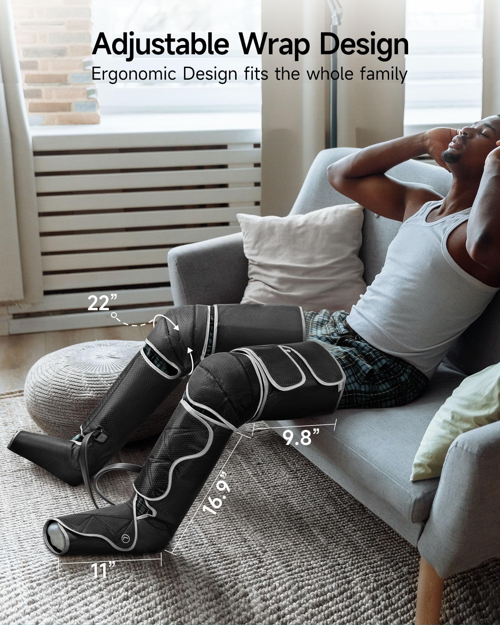 Helpful for Vericose Veins, Muscle Fatigue, Cramps, 2 Heat Levels Foot/Knee ,6 Modes with Memory Function Controller,... - Image 2
