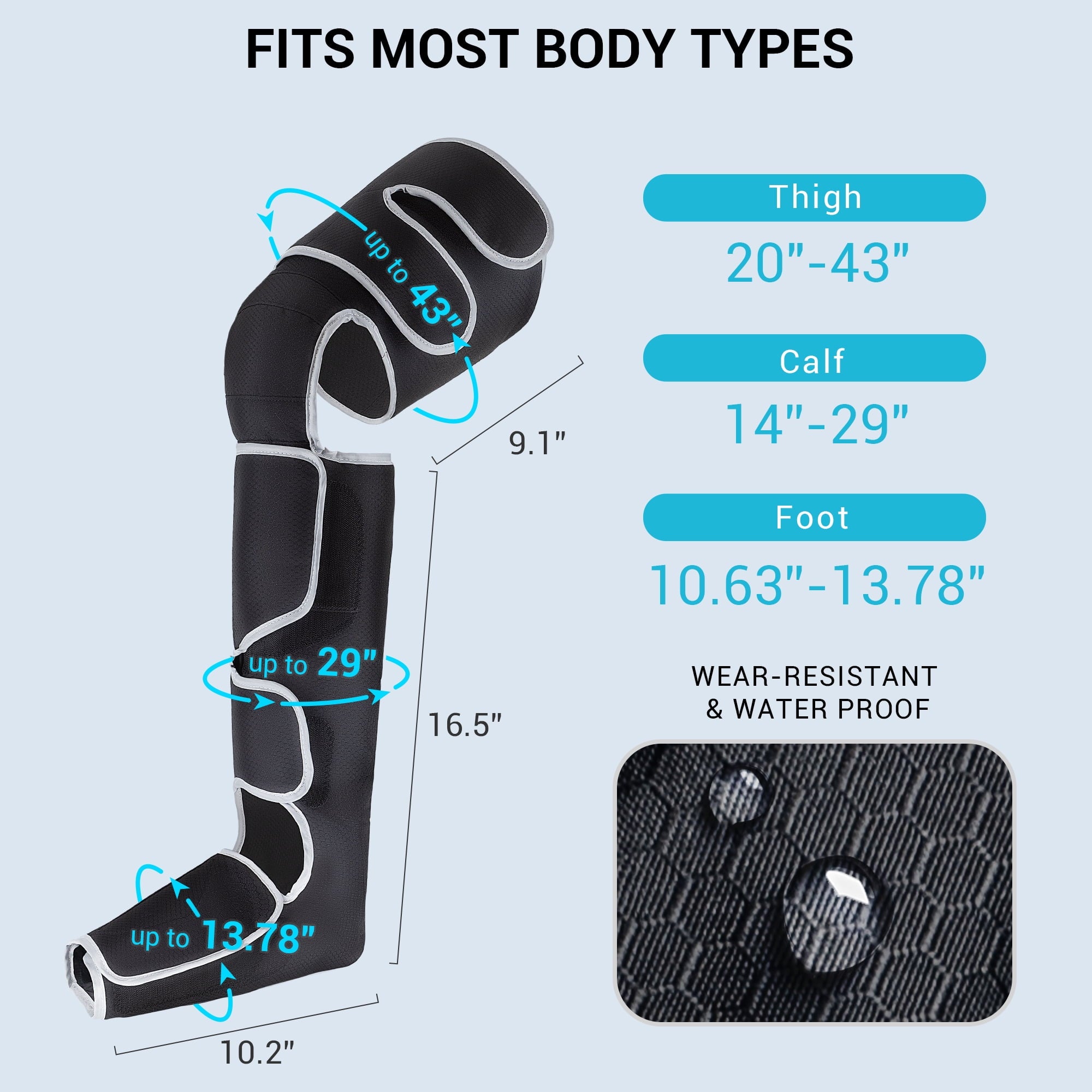 with Heat and Compression for Foot, Calf, and Thigh Circulation, 5 Modes, Plus Size, Black - Image 6