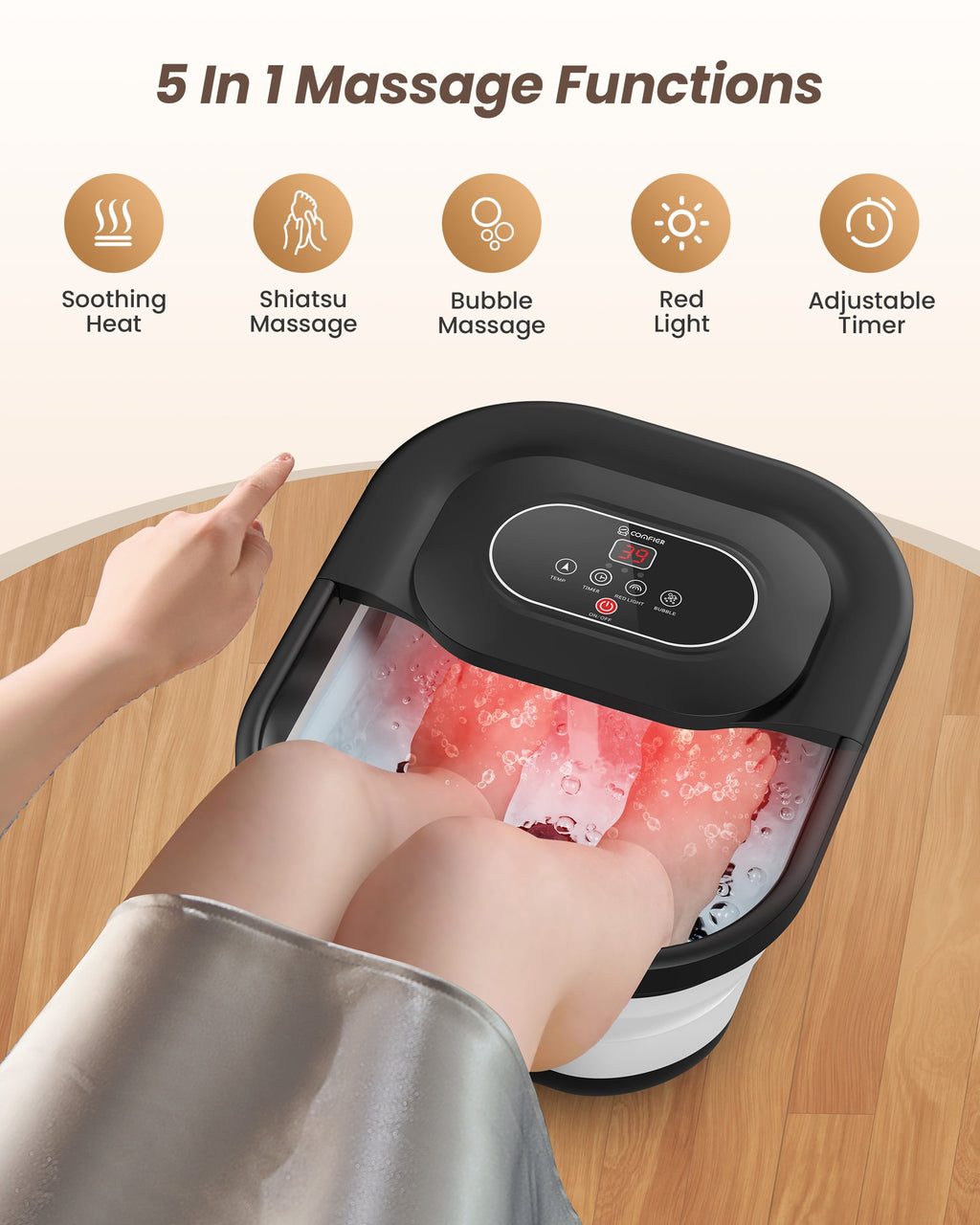 Massager with Heat, Care Soaker Tub for Relax, Black - Image 3