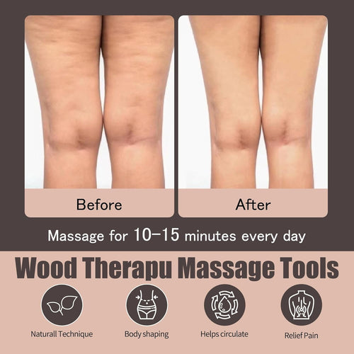 6 in 1 Wood Therapy Massage Tool Set for Body Sculpting Massage, Lymphatic Drainage and Muscle Pain Relief, Cellulite... - Image 2