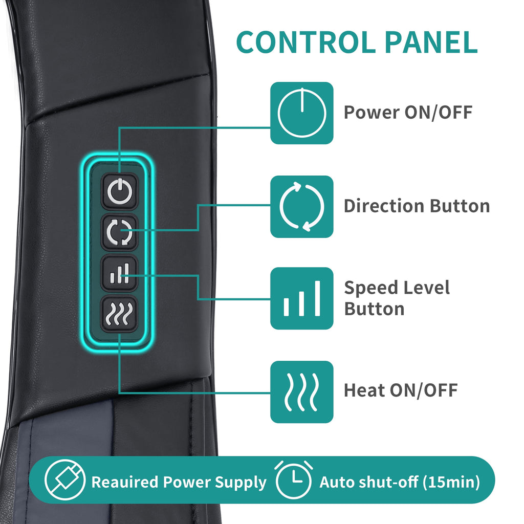 Massager with Heat, Electric Deep Tissue 3D Kneading Massage Pillow - Black - Image 3
