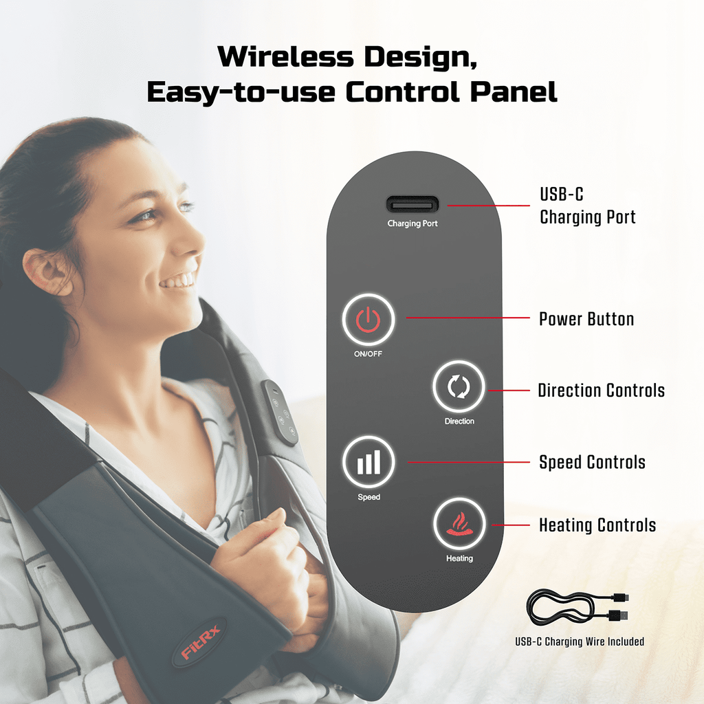 Shoulder, Back, and Neck Massager with Heat, USB-Rechargeable, Black - Image 3