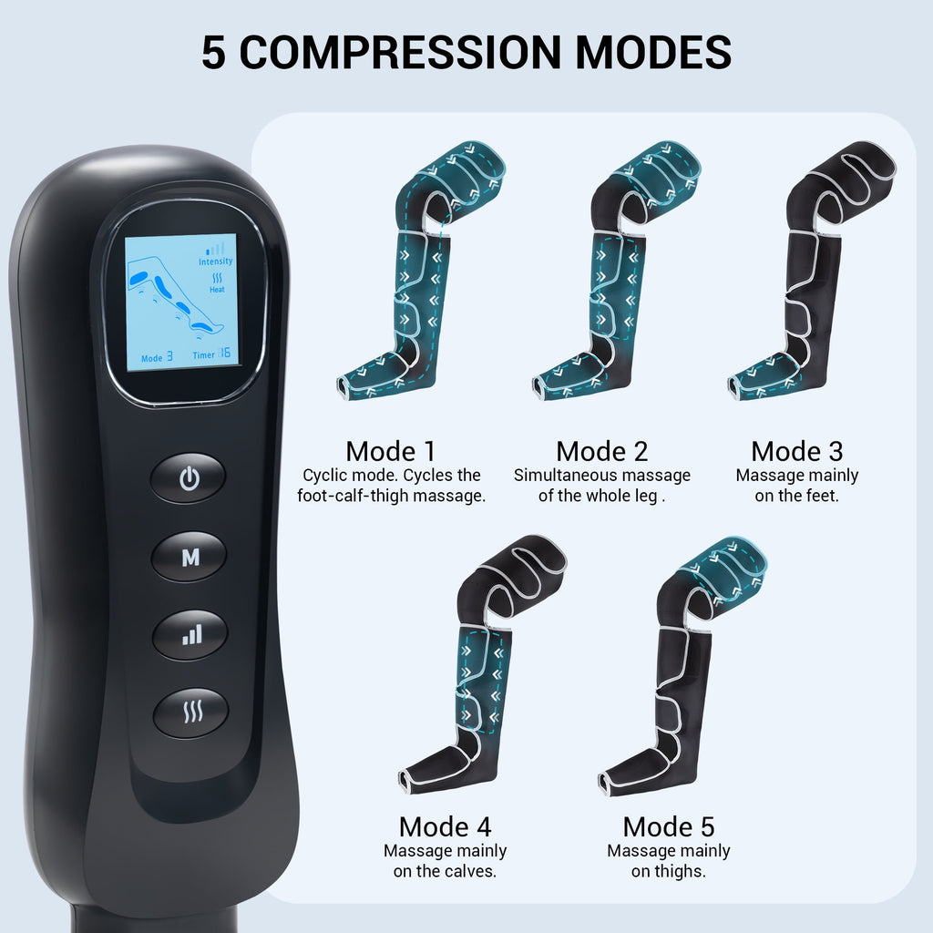 with Heat and Compression for Foot, Calf, and Thigh Circulation, 5 Modes, Plus Size, Black - Image 5