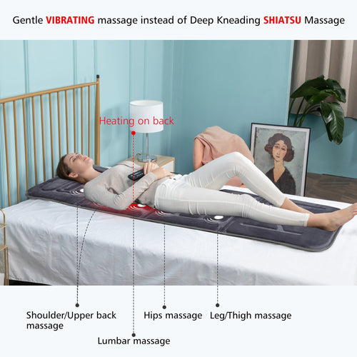 Back Massager with Heating, 10 Soothing Vibration Back Massage Pad for Pain Relief, Massage Mat,Gifts - Image 2