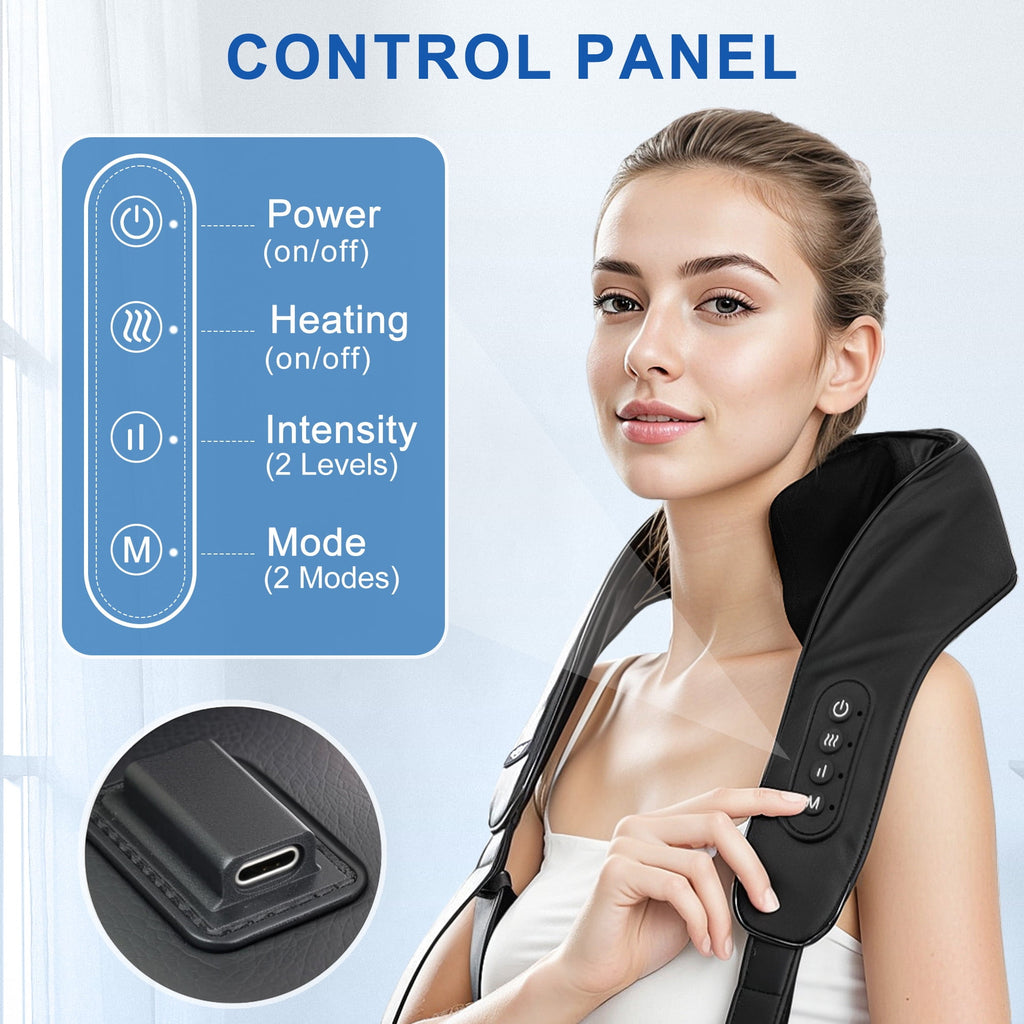 and Shoulder Massager with Heat, Cordless 6D Deep Tissue Kneading Massager for , Back, and Legs - Black - Image 2