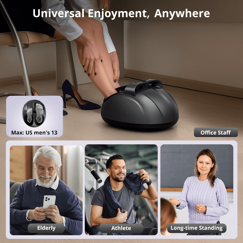 with Heat, Electric Shiatsu Feet Massage Machine with 3 Vibrations&9 Intensities, 6 Timing Options, Up to Size 13, Grey - Image 5