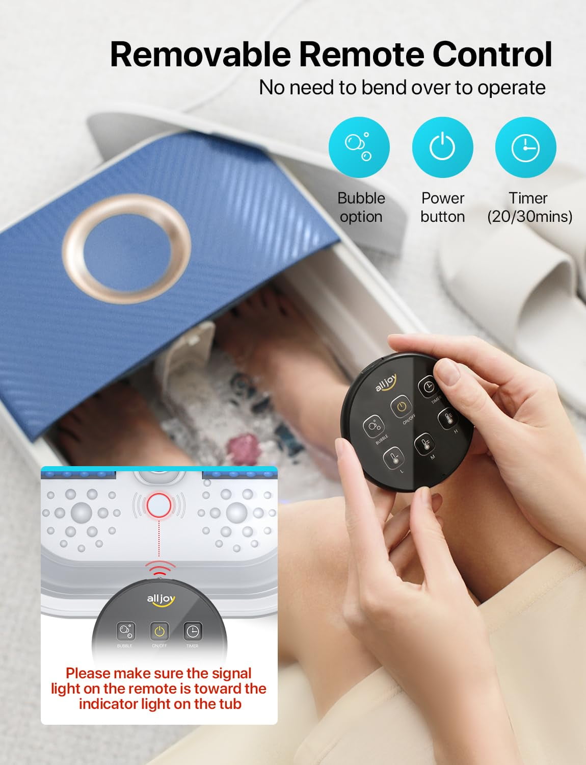 Spa Bath Massager with Heat, Remote Control, Temperature Control, Bubbles, Pumice Stone, Timer, Spa Soak Tub (bule-wh... - Image 2