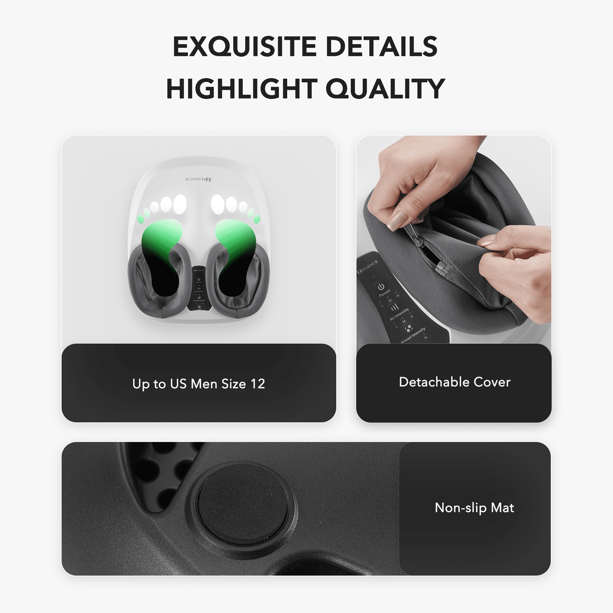 Massager with Heat, Air Compression, Deep Kneading Massage up to Size 12, White - Image 6