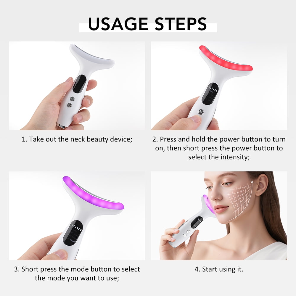 7 LED Colors Neck & Face Lifting Massager with Heat and Vibration,Skin Tightening Facial Beauty Device,Portable Micro... - Image 6