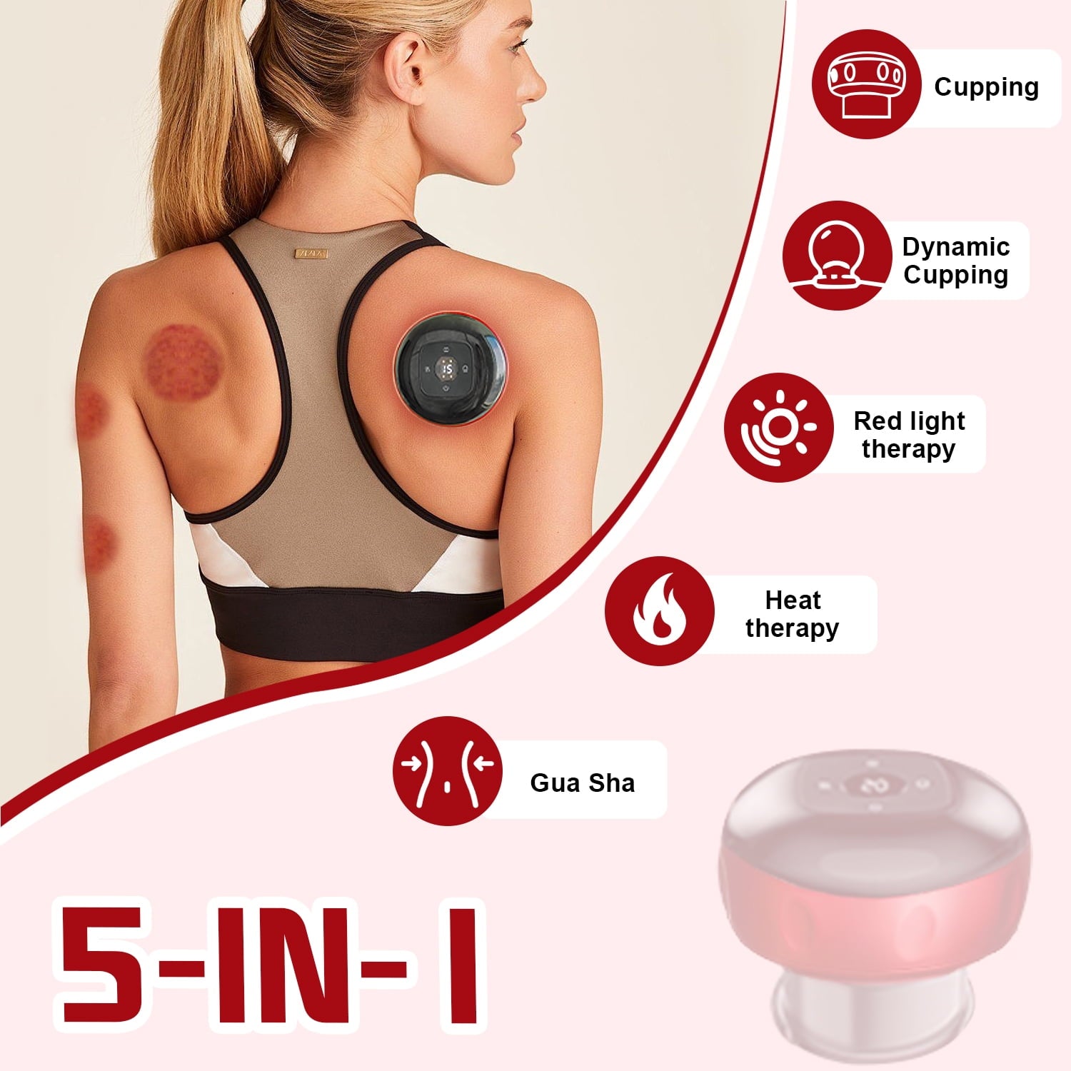 5-in-1 Electric Cupping Massager Kit 12-Level Temperature & Suction Control for Muscle Relaxation, Includes 2 Replace... - Image 2