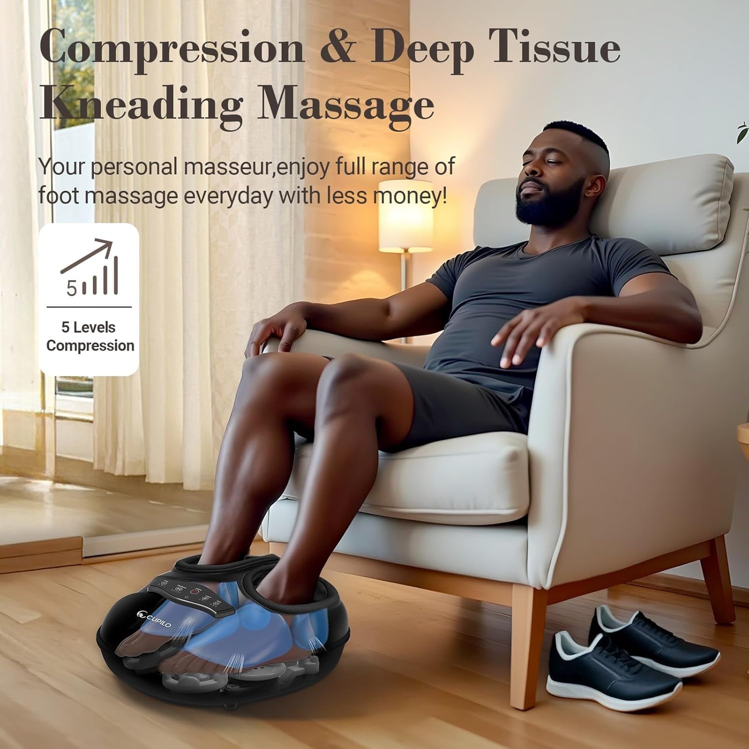 Massager, Feet Massager Machine with Remote Control, 3 Heat Levels, 5 Deep Kneading Therapy Pressure for Plantar Fasc... - Image 4