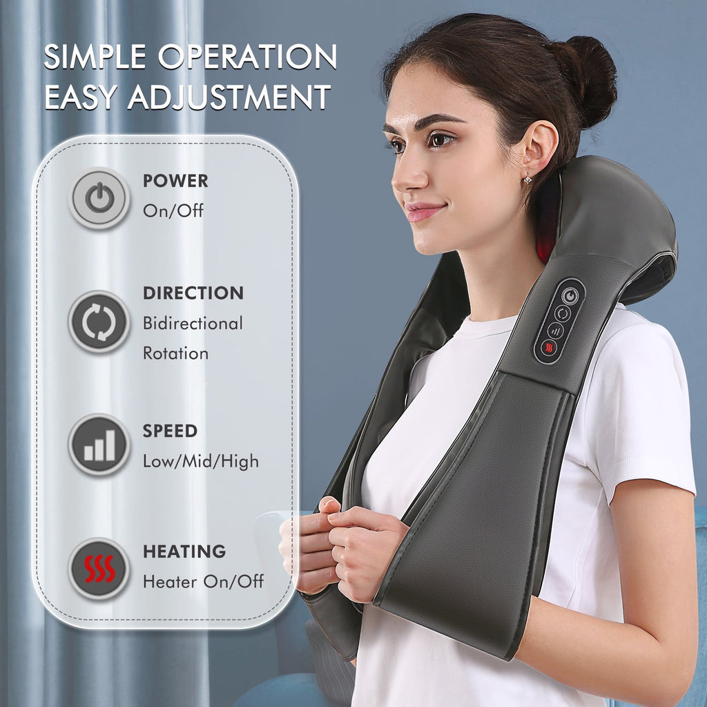 and Shoulder Massager, Deep Kneading Massager with Heat for Full-Body, Gray - Image 5