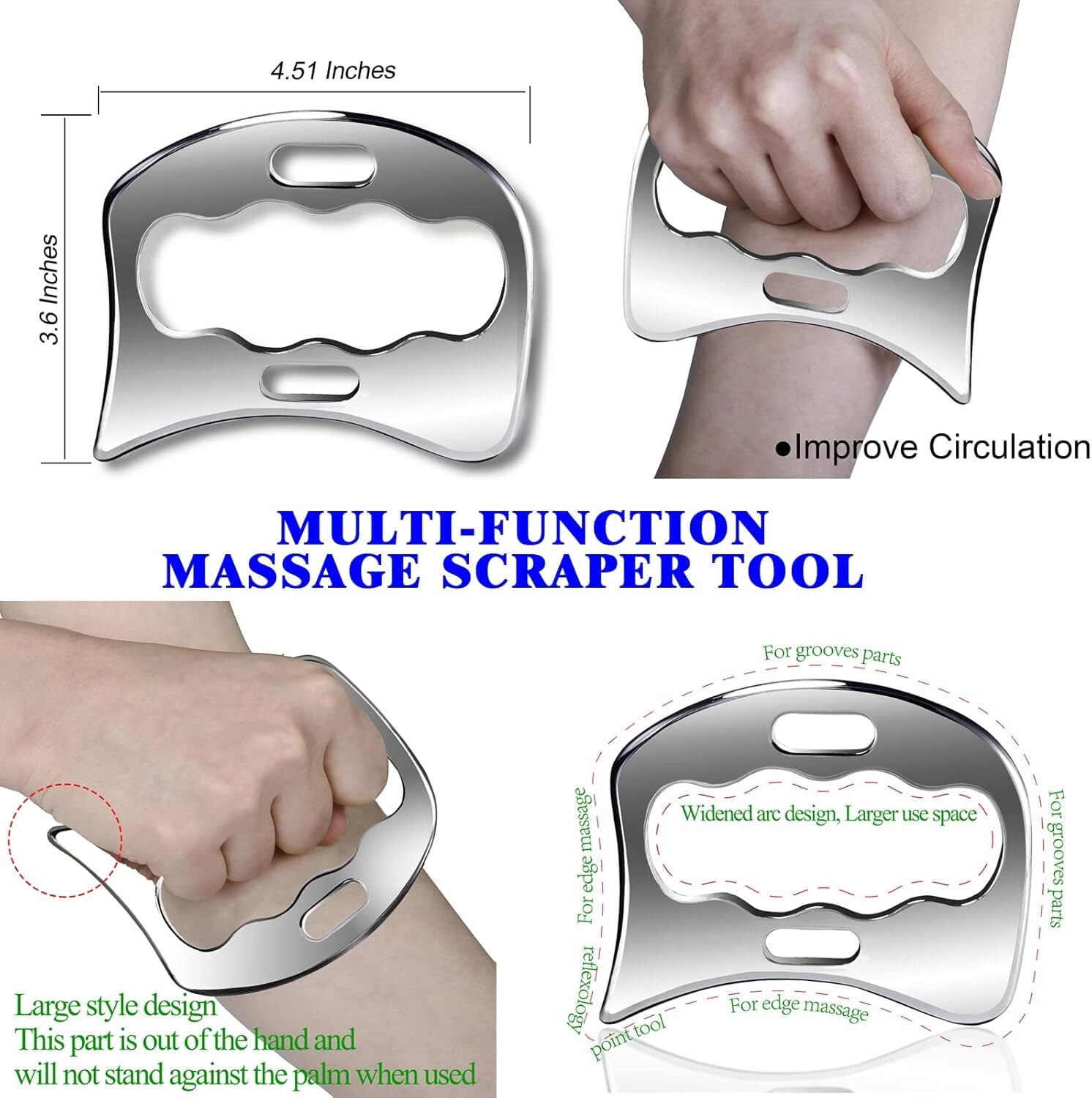 3 in 1 Stainless Steel Muscle Scraper Tools Set,Scraping Massage Tools for Physical Therapy,Derma Edge Massage Tool &... - Image 2
