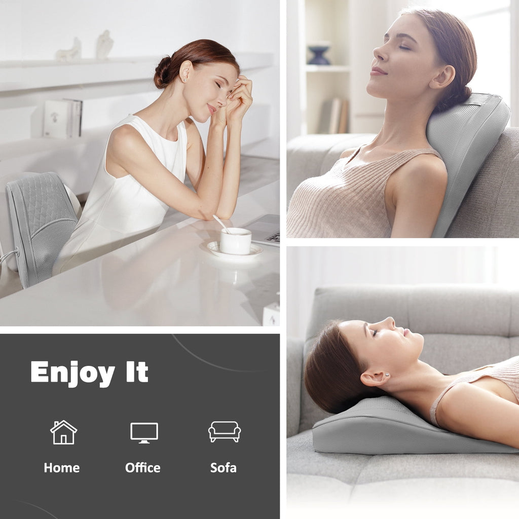 & Back Massager with Heat 3D Deep-Kneading Shiatsu Pillow, Gray Gift for Mom & Dad - Image 2