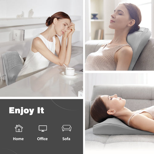 & Back Massager with Heat 3D Deep-Kneading Shiatsu Pillow, Gray Gift for Mom & Dad - Image 2