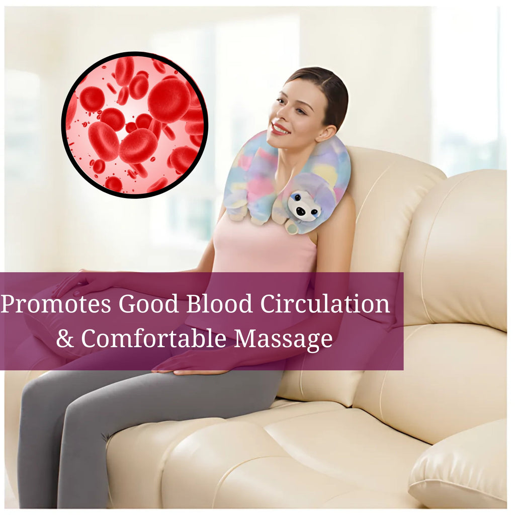 Massager, 11in Vibrating Animal Massage Cushion U-Shaped Pillow with Relaxing Vibration Soft Portable Travel Wrap Chr... - Image 4