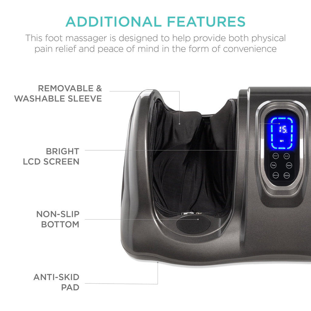 Therapeutic Kneading & Rolling Shiatsu Foot Massager w/ High Intensity Rollers, Remote - Gray - Image 6