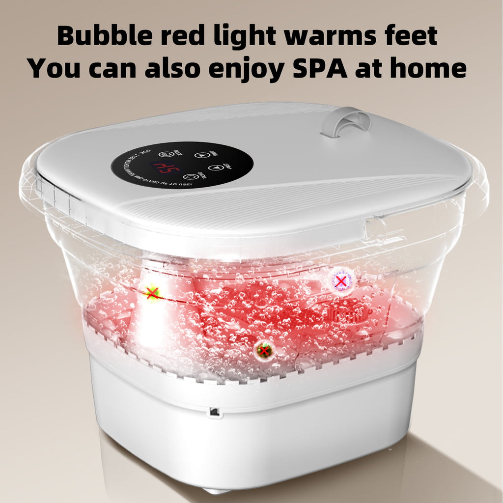 Bath Massager with Heat, Bubbles and Red Light, 8 Massage Roller Pedicure, Foldable Portable Tub for Soaker with Temp... - Image 2