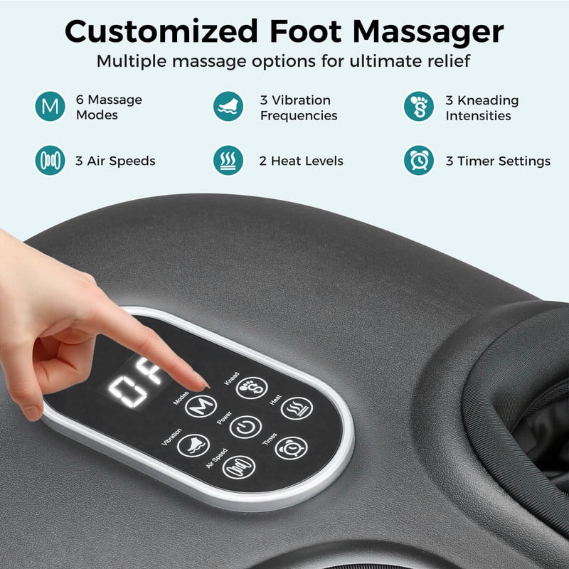Machine with Heat & Shiatsu, Deep Tissue Plantar Fasciitis Relief, Gifts for Mom Dad, Fits Up to Size 13，Black - Image 2