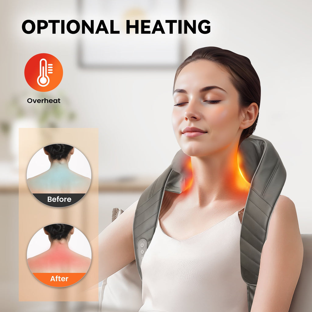 Neck Back Massager with Heat for Pain Relief Deep Tissue, Gray, Gifts - Image 5
