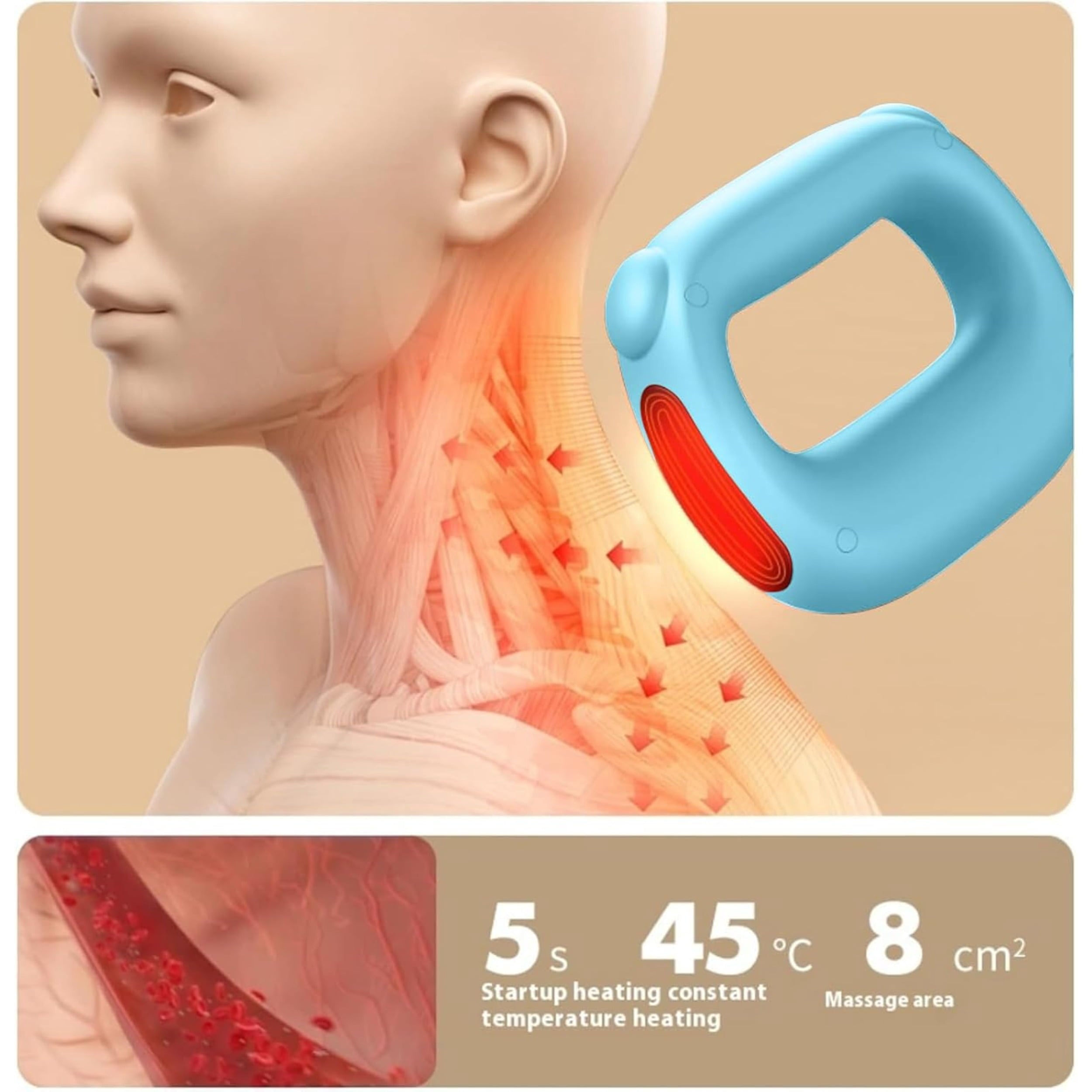 Gun with Heat – Portable Percussion r for Back, Neck & Muscles, Quiet, Adjustable Speed, Pain Relief, Blue - Image 5