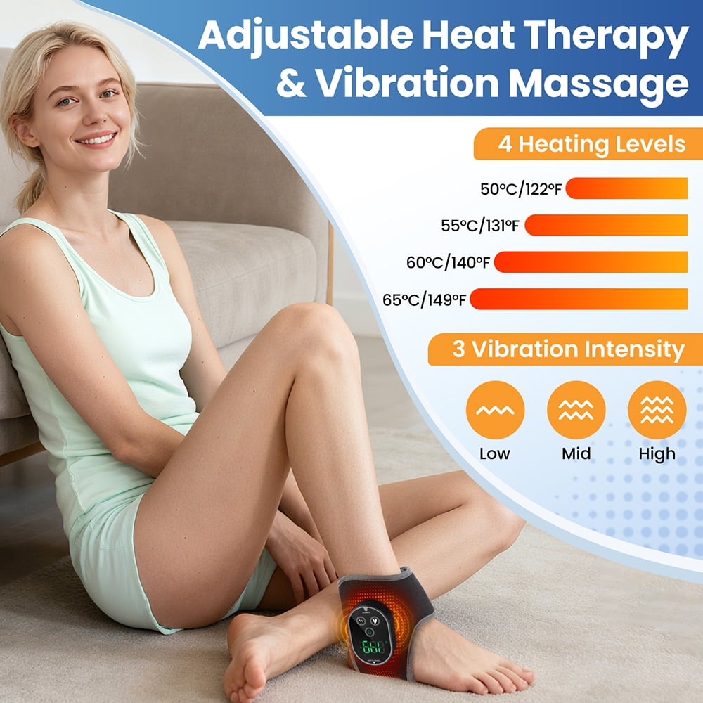 Cordless Massager with Heat, 3-in-1 Vibrating Heated Foot s Brace Wrap with Smart Timer, Relaxation & Circulation in ... - Image 3