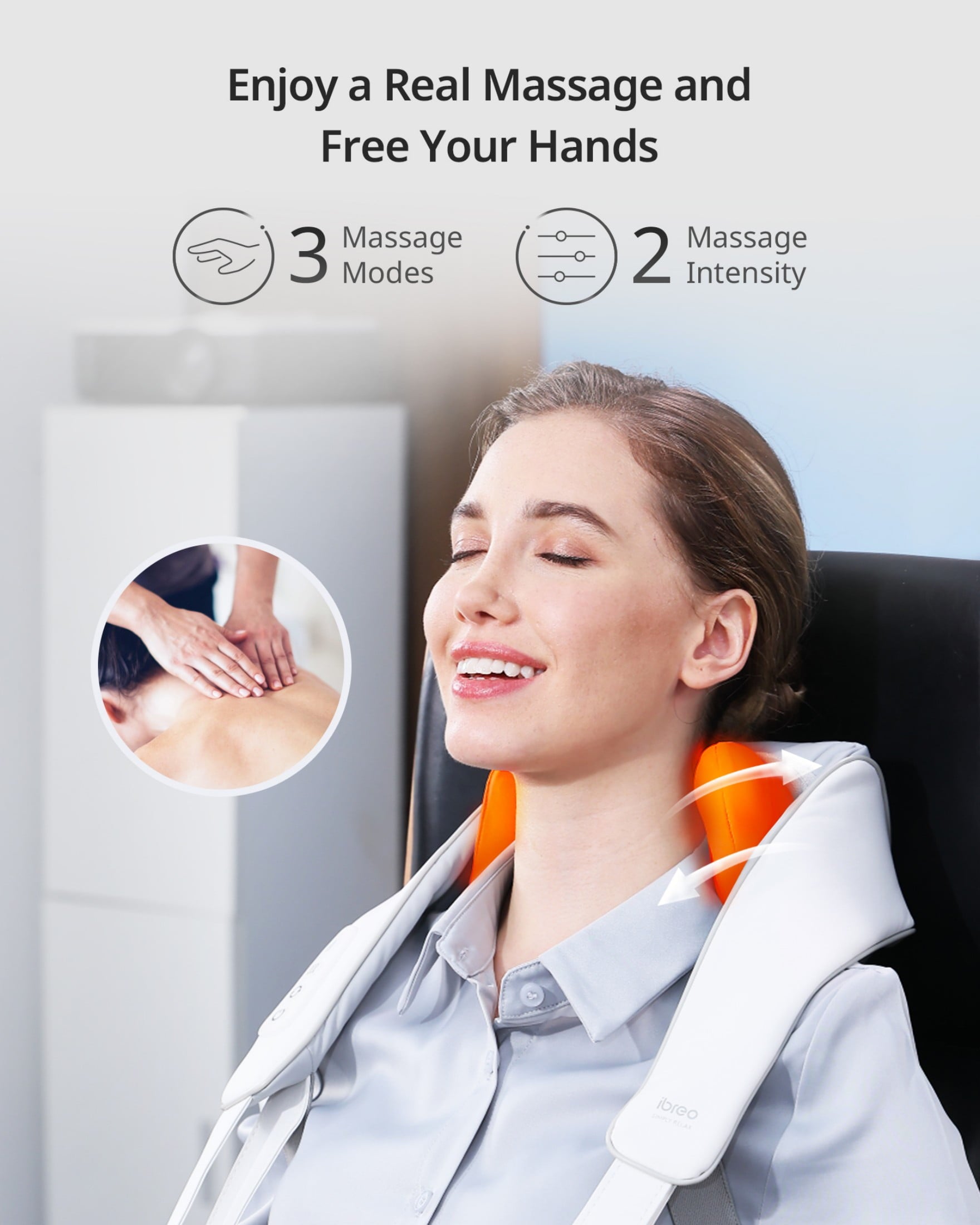Deep Tissue Kneading Neck & Shoulder Shiatsu Massager w/ Heat & Smart Memory, Gray - Image 3