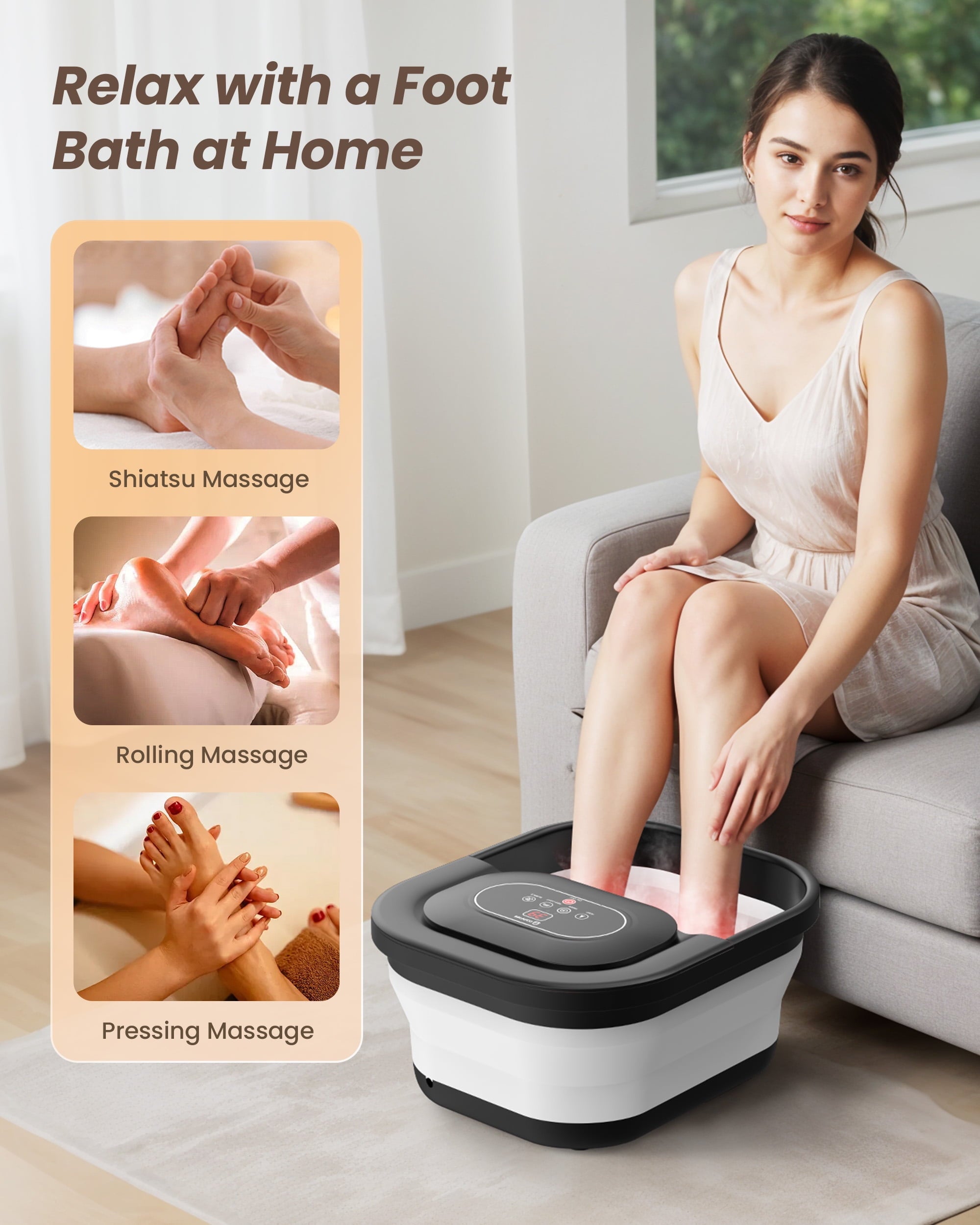 Massager with Heat, Care Soaker Tub for Relax, Black - Image 2