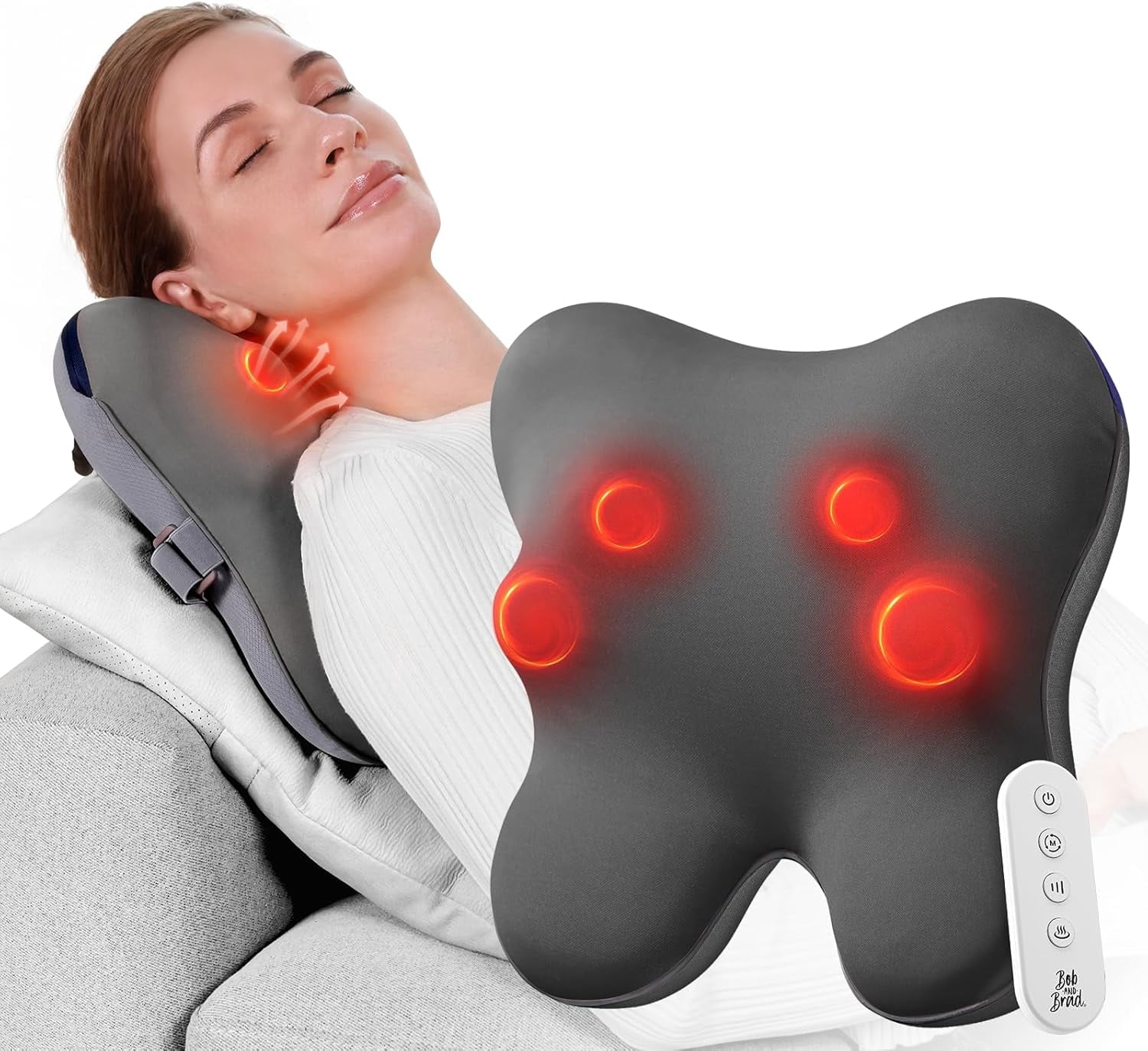 EZBack Plus Neck Massager with Heat Remote, Back Massager with 3 Level for Pain Relief Deep Tissue, Shiatsu Kneading ... - Image 2