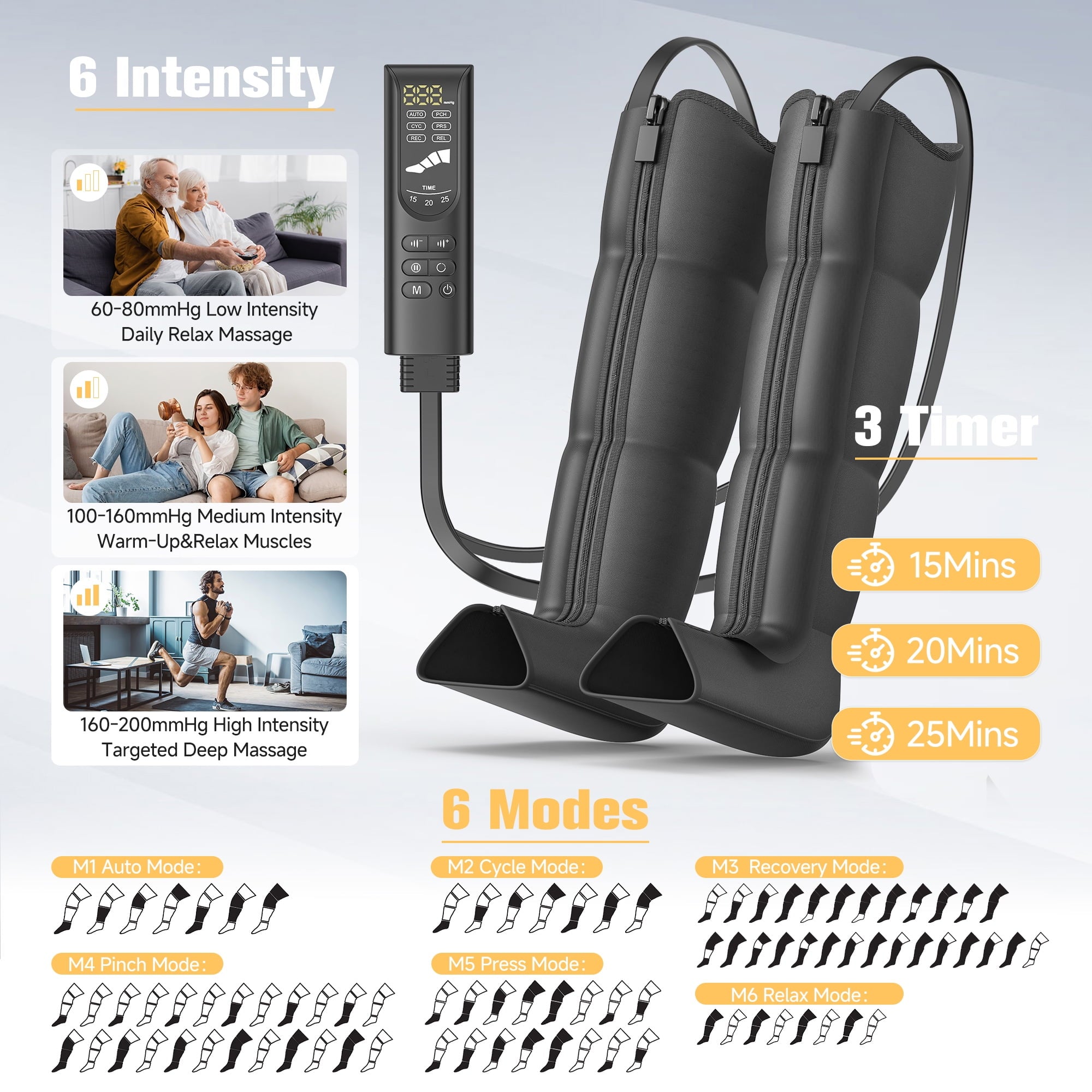 Leg Massager, Leg Massager for Leg Relaxation and Pain relief , 6 Modes 8 Intensities 3 Timers,Gift for Women Men - Image 2