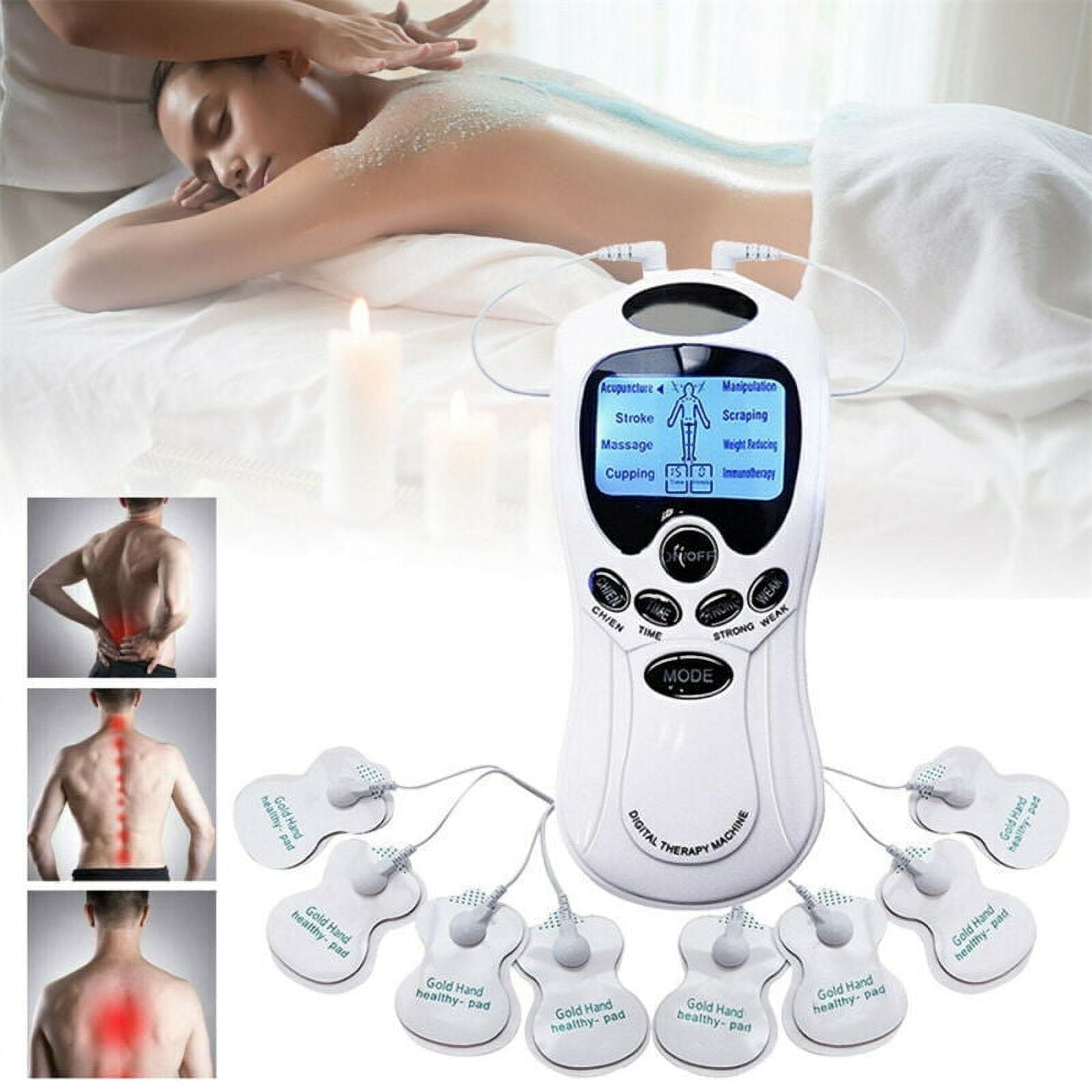 Neck and Back r Muscle Stimulator - Therapy Electrical r Body Device, Digital Tens Unit 8 Modes 8 Pads Pain Relief Ma... - Image 2