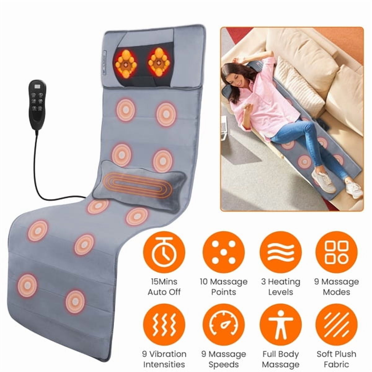 Massager Mat with Heat and 10 Vibration Massage Nodes Lumbar Stretching Pillow, Detachable Neck Massager with Shiatsu... - Image 5