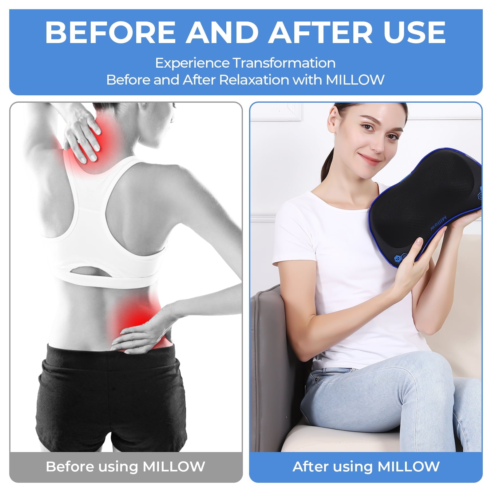 Neck Massager with Heat, Cordless Shiatsu Back Massage Pillow - Image 5