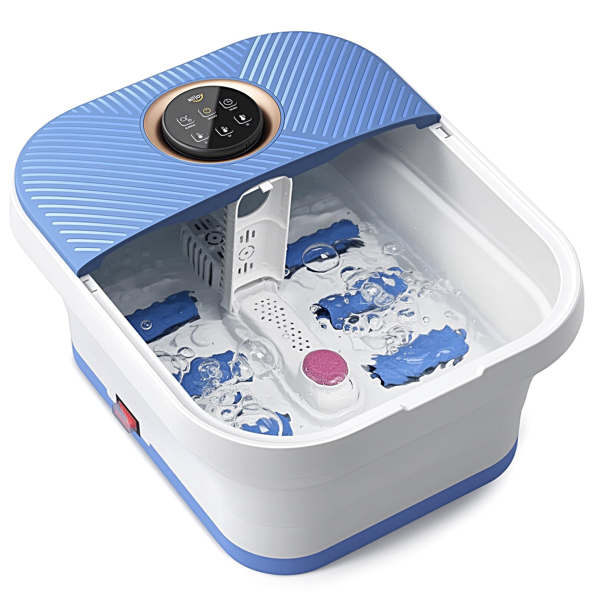 Spa Bath Massager with Heat, Remote Control, Temperature Control, Bubbles, Pumice Stone, Timer, Spa Soak Tub (bule-wh...