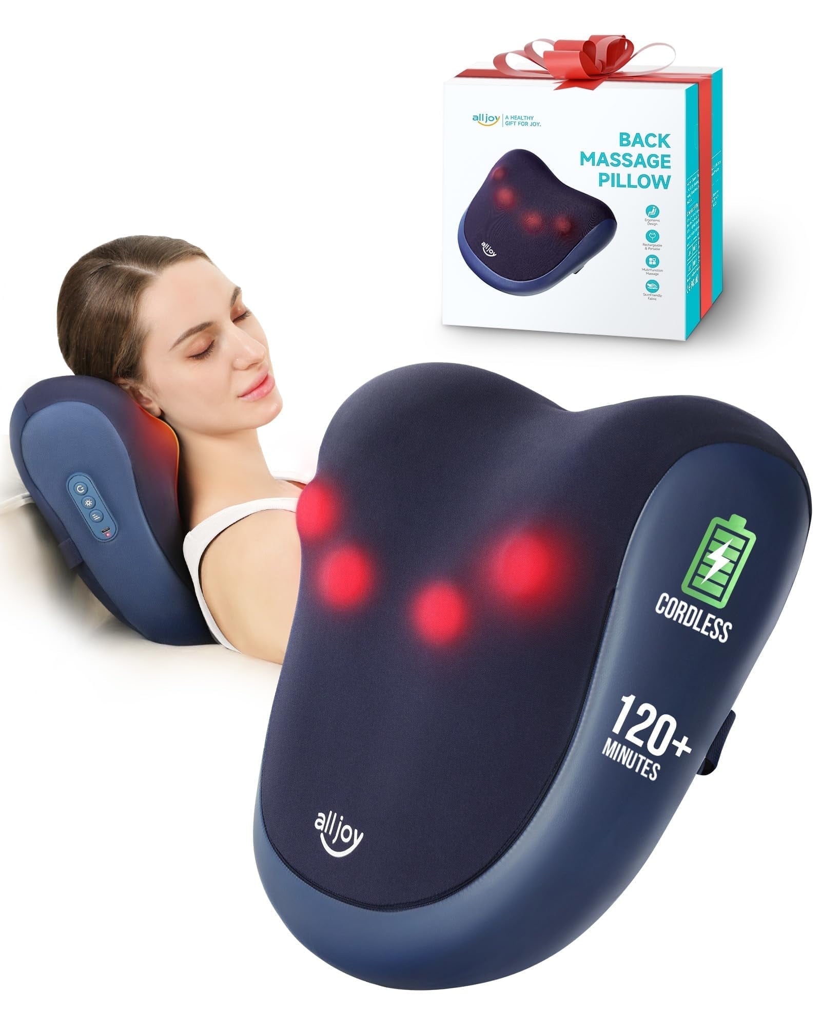Massager with Heat, Shiatsu Neck and Massager for Deep Tissue, 3D Kneading Massage Pillow for Neck, and Shoulders, Gi...