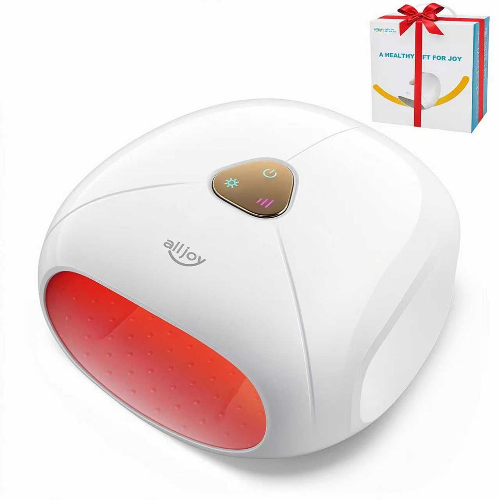 Massager with Heat, Rechargeable Finger Massager, 3 Compression Levels, Ideal Gift for Loved Ones, White