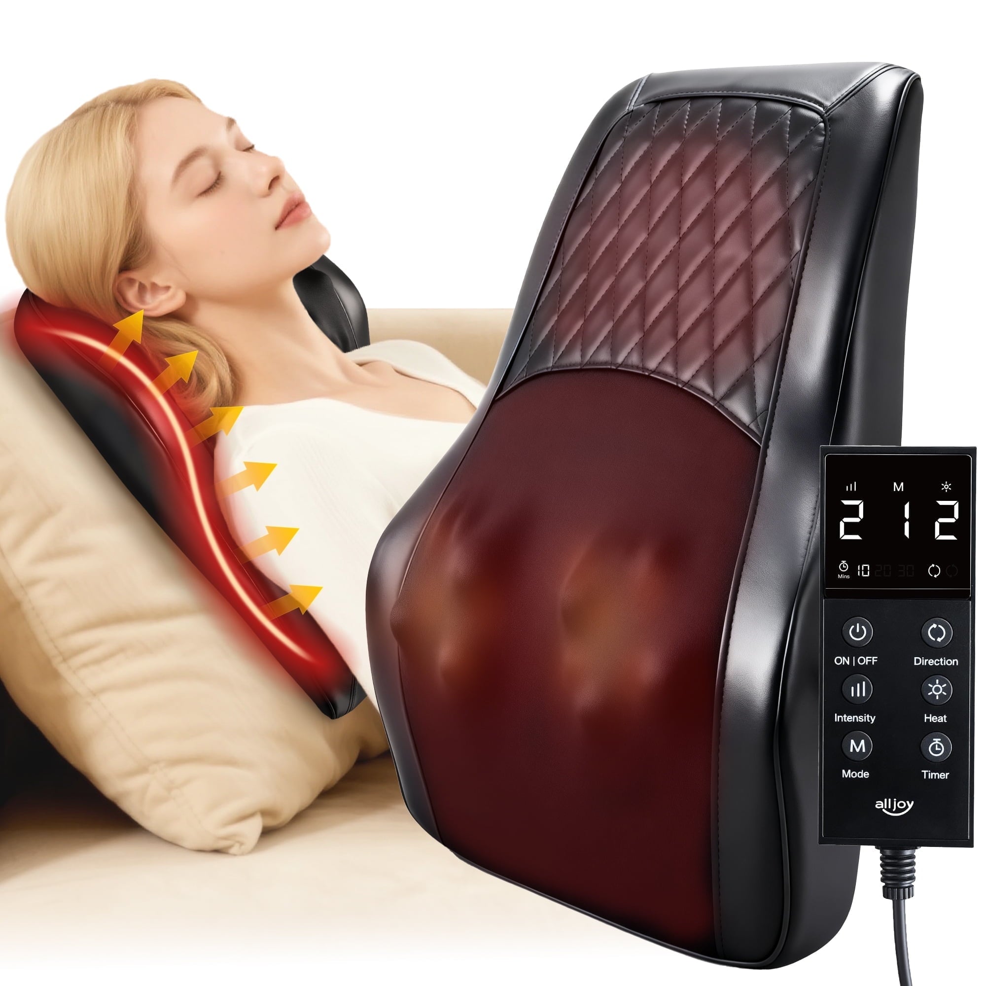 Massager Pillow with Heat, Back Massager for Pain Relief, Neck Massger, 3 Heating Levels & 4 Mode & 3 Intensities, Ch...