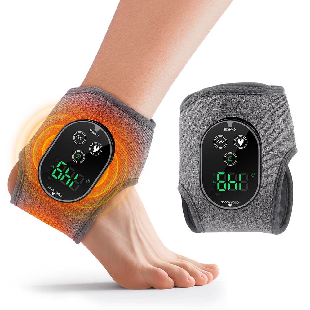 Cordless Massager with Heat, 3-in-1 Vibrating Heated Foot s Brace Wrap with Smart Timer, Relaxation & Circulation in ...