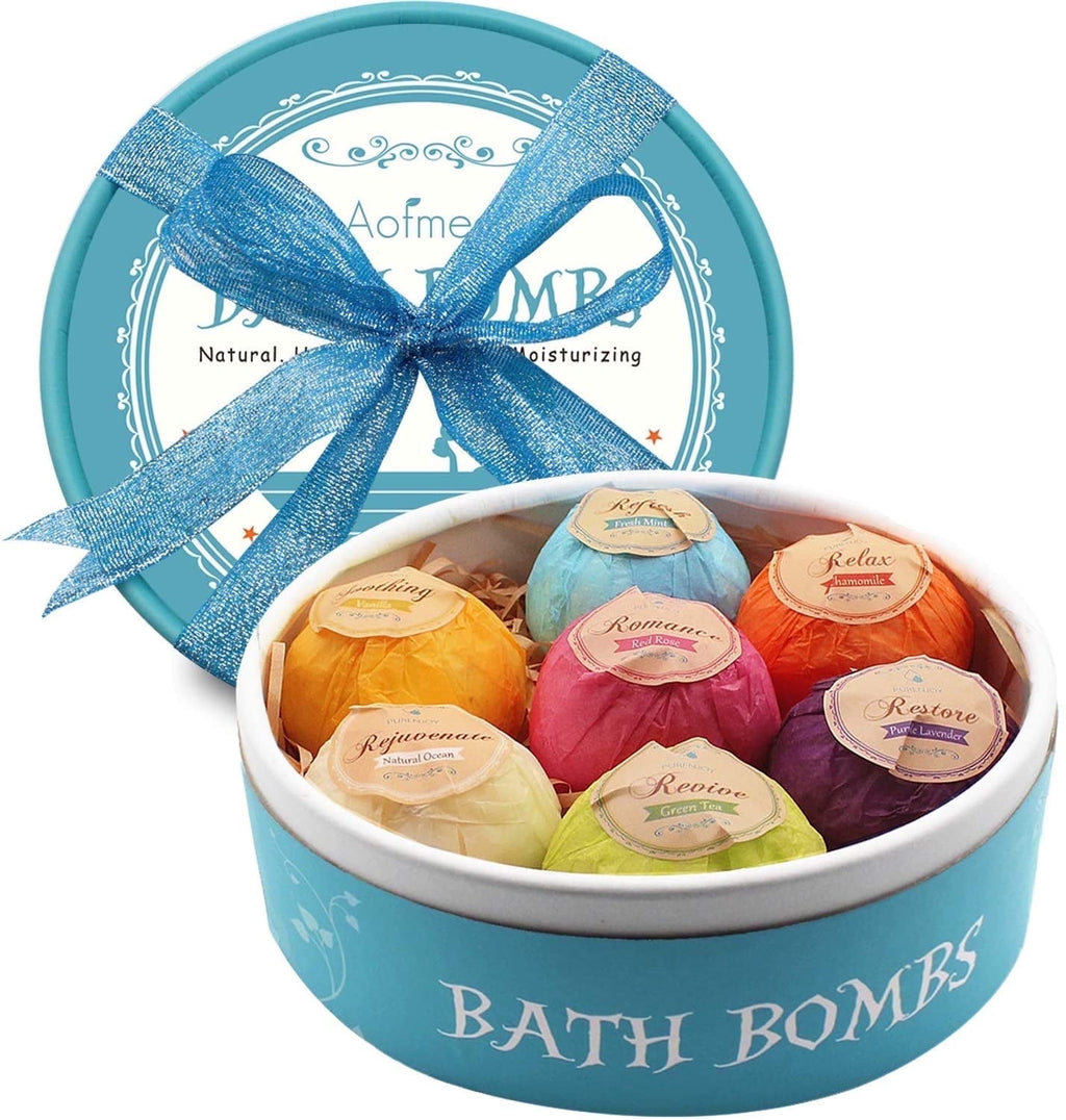 Set, 7 Natural Spa Bubble Salts, Self Care Gifts Fizzy Suit, Perfect Easter Birthday Mother's Day Gift for Women Men ...