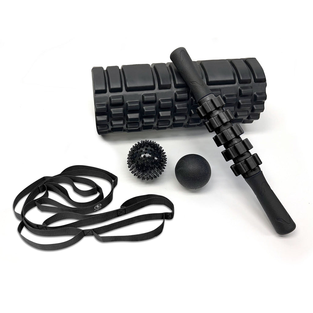 Body 5-Piece Fitness Recovery Kit, Includes Carry Bag, Black