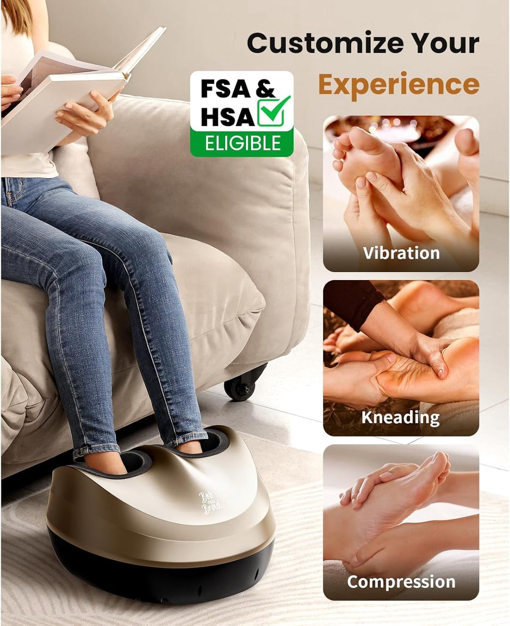 Foot Massager with Soothing Heat & Remote, Deep Kneading Foot Massager, Heated Electric Feet Massager Machine for Neu...