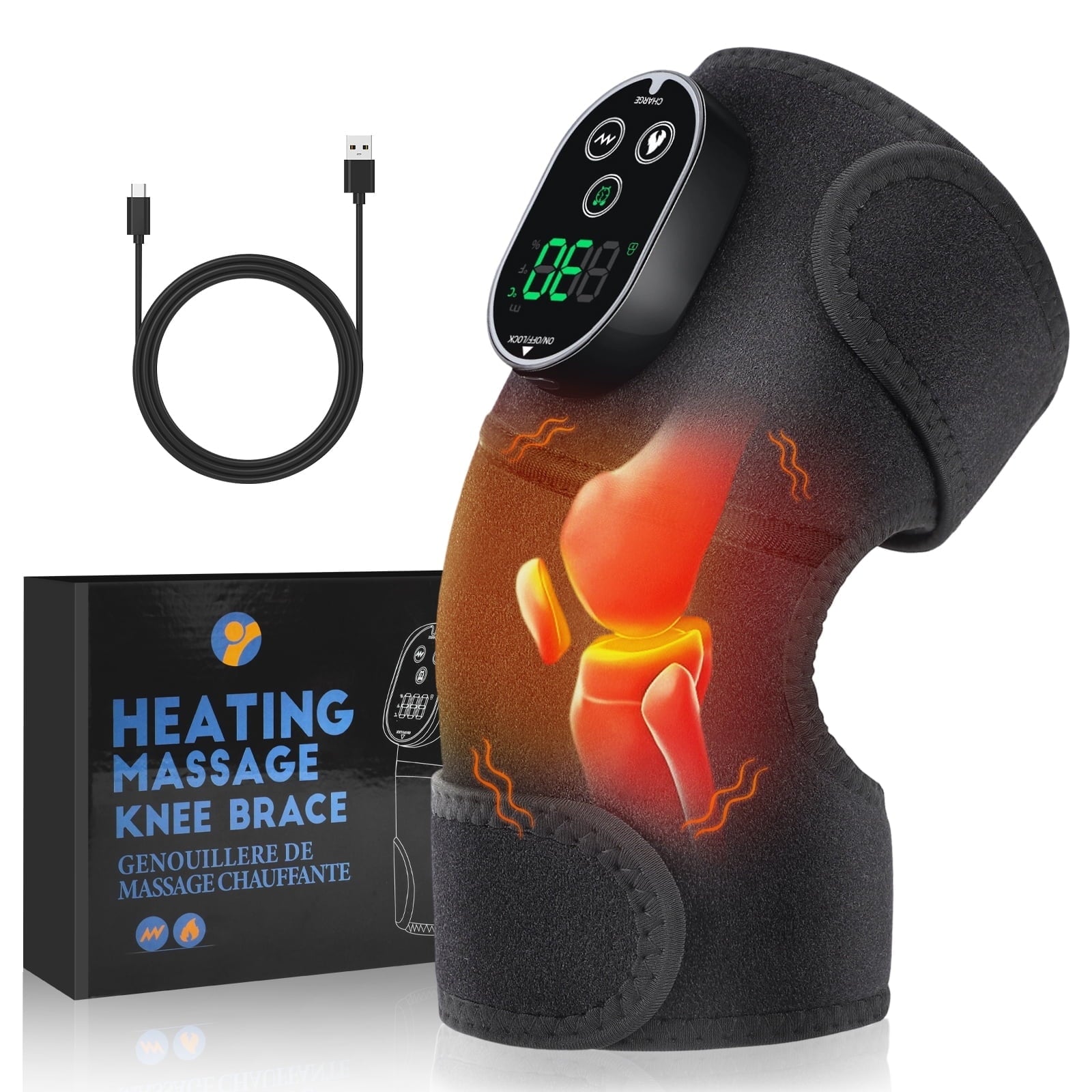Massager, Vibration Heating Pad, 3 in 1 Cordless Shoulder & Elbow Brace with 6 Heat Level 3 Vibration for Joint Stres...