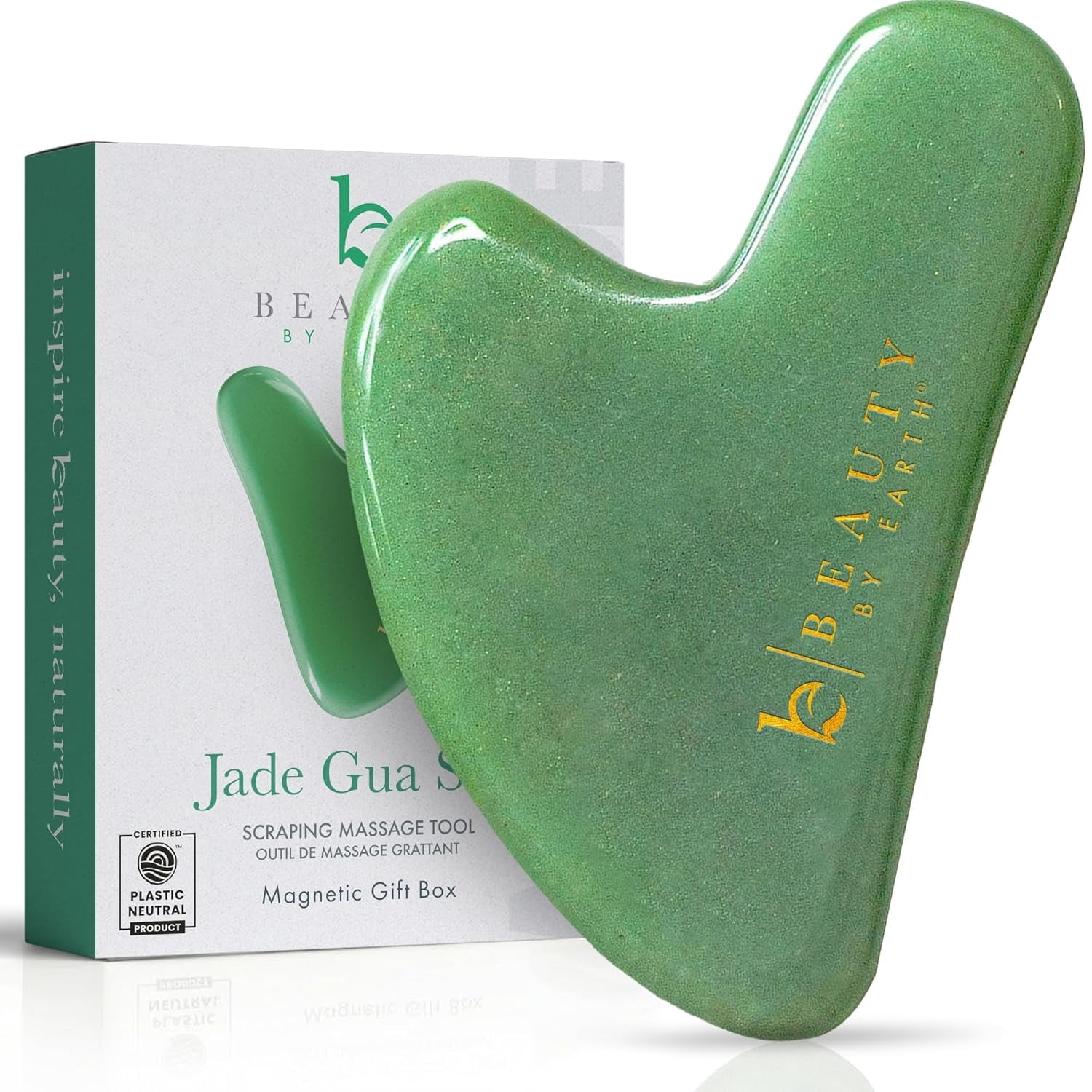 Gua Sha Tool - Jade Stone Scraping Massage Tool, Facial Massage for Lymphatic Drainage for Face, Eyes, Neck and Body