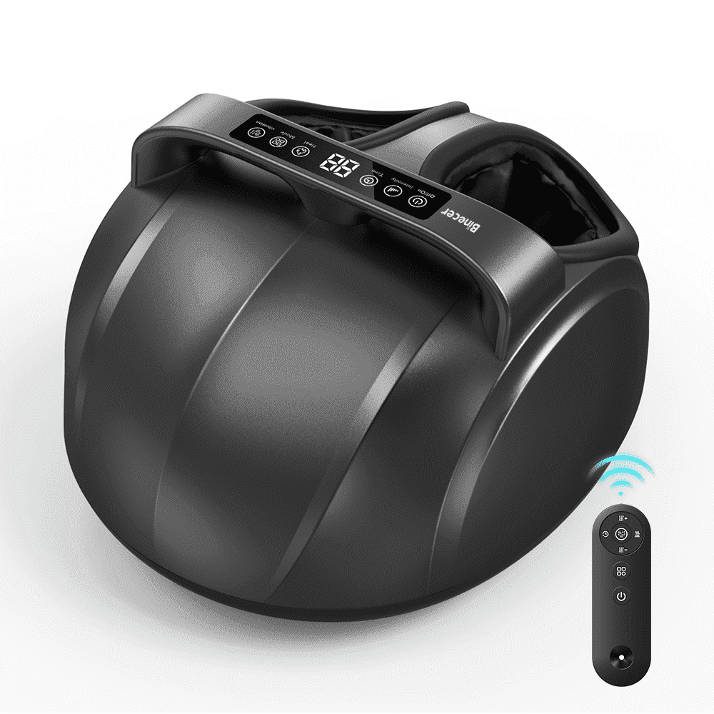 with Heat, Electric Shiatsu Feet Massage Machine with 3 Vibrations&9 Intensities, 6 Timing Options, Up to Size 13, Grey