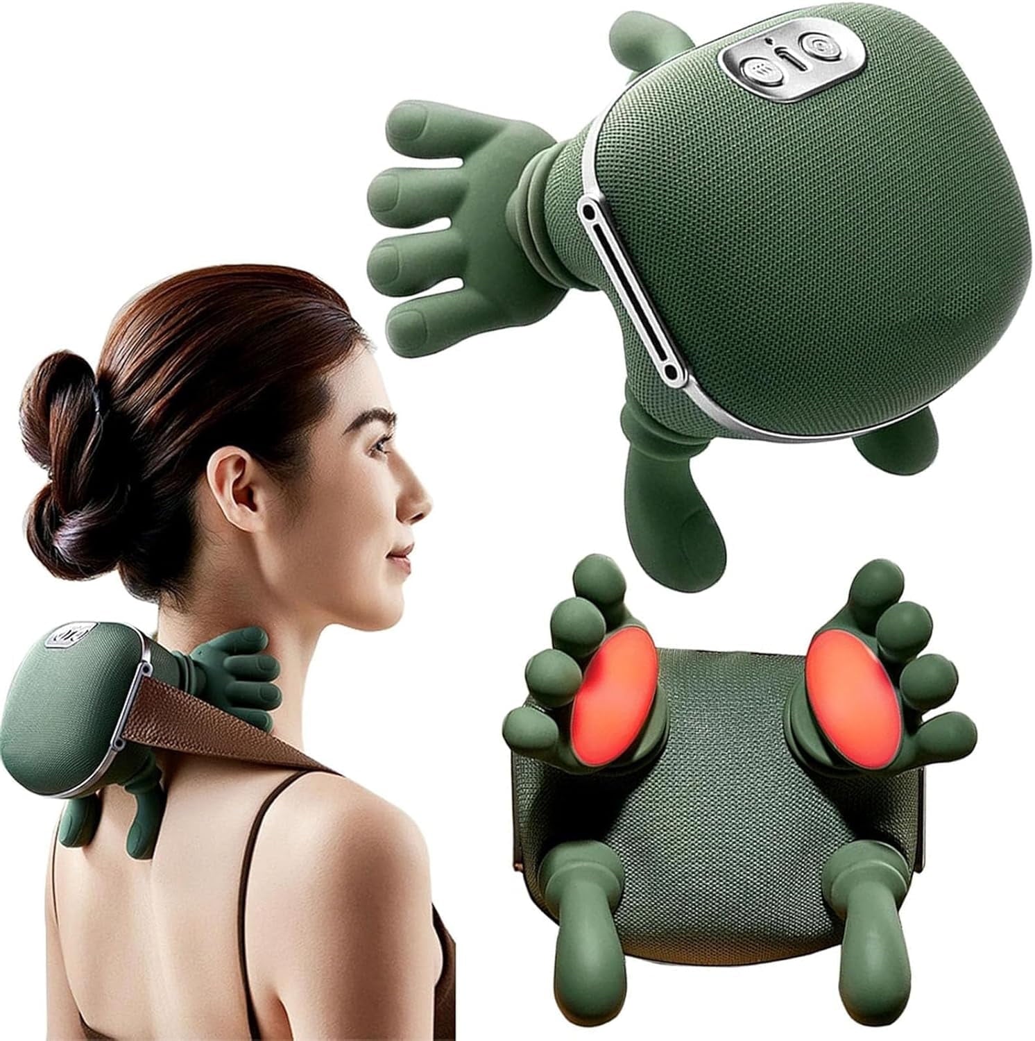 & Shoulder Massager with Heat Portable Electric Shiatsu Device with Simulated Hand Kneading
