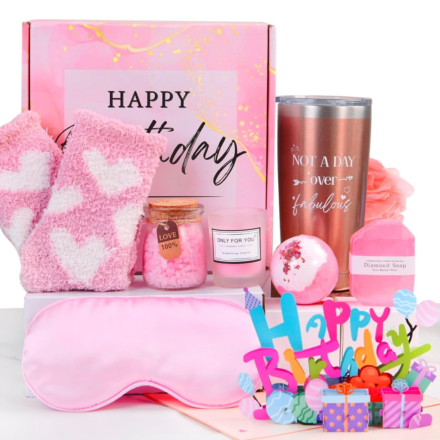 for Women Friend Mom - Relaxing Spa Gift Basket Set Care Package Gift for Woman, Unique Happy Gift Ideas for Sister H...